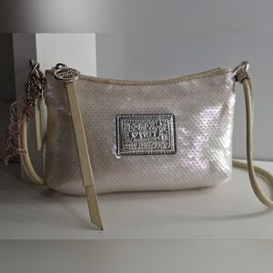 Coach Poppy Silver Sequin Crossbody EUC